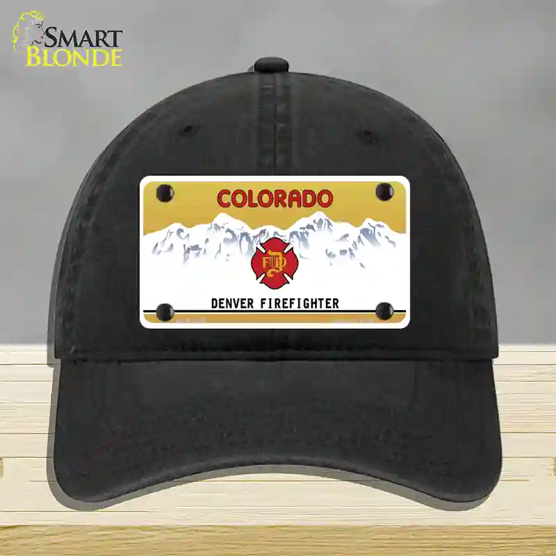Denver Fire Fighter Novelty License Plate Hat Unconstructed Cotton / Black