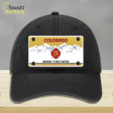 Denver Fire Fighter Novelty License Plate Hat Unconstructed Cotton / Black