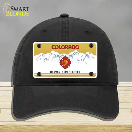Denver Fire Fighter Novelty License Plate Hat Unconstructed Cotton / Black