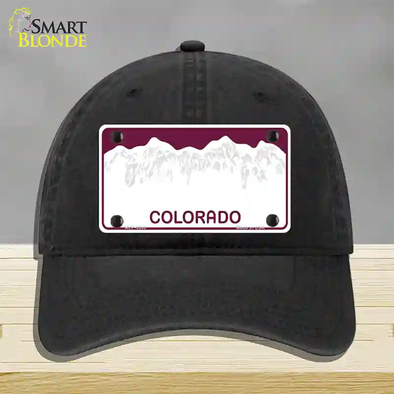 Colorado State Blank Novelty License Plate Hat Unconstructed Cotton / Black