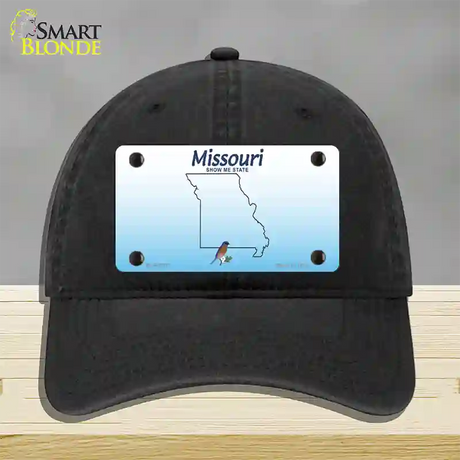 Missouri Show Me Blank Novelty License Plate Hat Unconstructed Cotton / Black