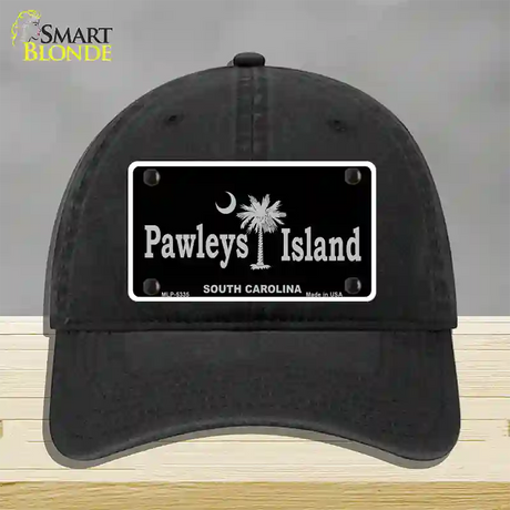 Pawleys Island Black Novelty License Plate Hat Unconstructed Cotton / Black