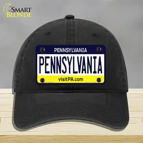 Pennsylvania State Novelty License Plate Hat Unconstructed Cotton / Black