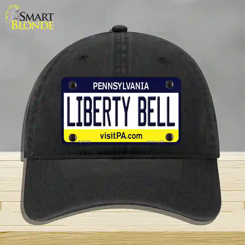 Liberty Bell Pennsylvania State Novelty License Plate Hat Unconstructed Cotton / Black