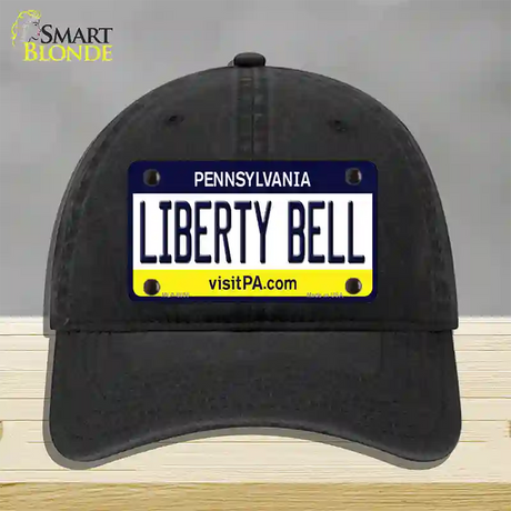 Liberty Bell Pennsylvania State Novelty License Plate Hat Unconstructed Cotton / Black