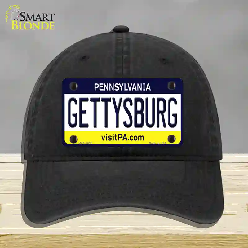 Gettysburg Pennsylvania State Novelty License Plate Hat Unconstructed Cotton / Black