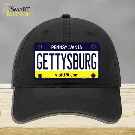 Gettysburg Pennsylvania State Novelty License Plate Hat Unconstructed Cotton / Black