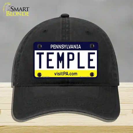 Temple Pennsylvania State Novelty License Plate Hat Unconstructed Cotton / Black