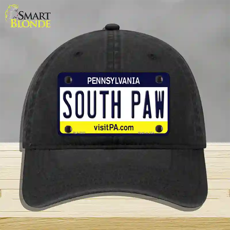 South Paw Pennsylvania State Novelty License Plate Hat Unconstructed Cotton / Black