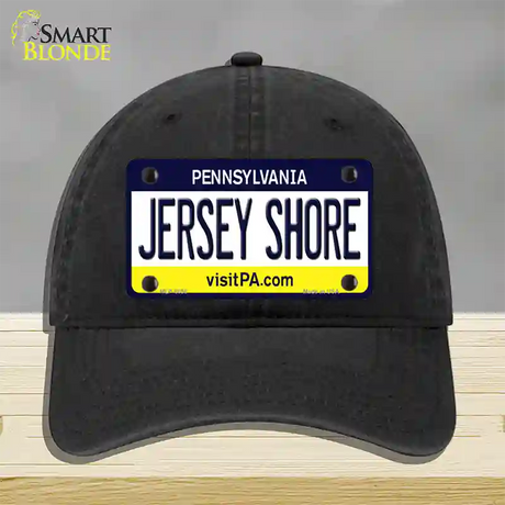 Jersey Shore Pennsylvania State Novelty License Plate Hat Unconstructed Cotton / Black