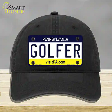 Golfer Pennsylvania State Novelty License Plate Hat Unconstructed Cotton / Black