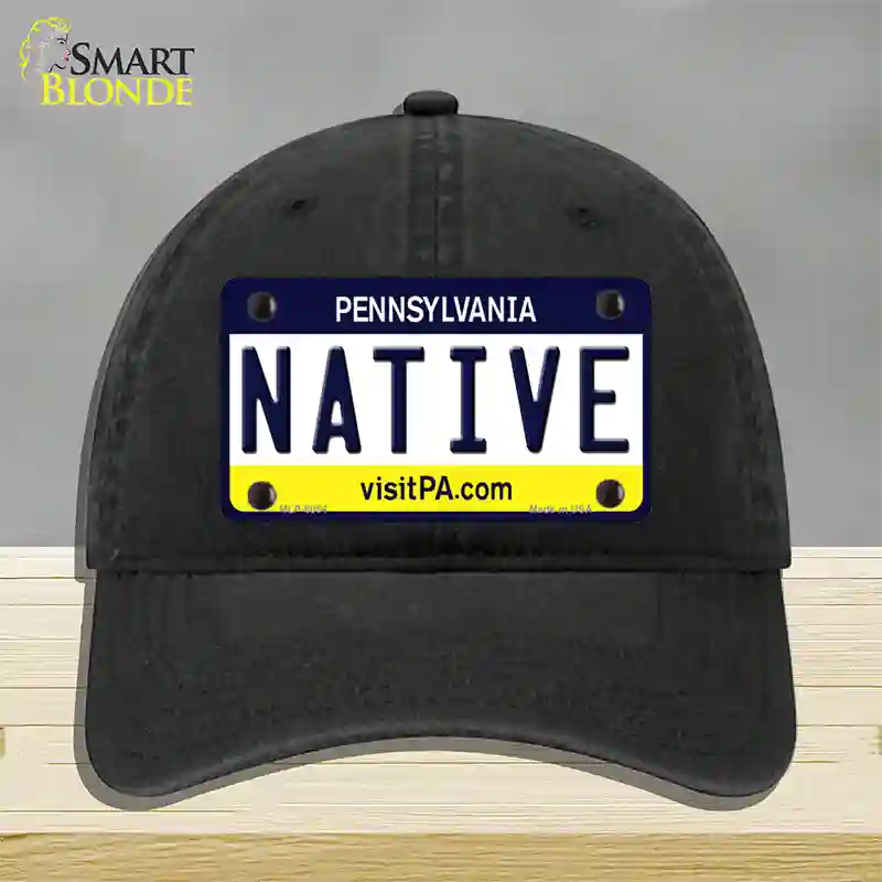 Native Pennsylvania State Novelty License Plate Hat Unconstructed Cotton / Black