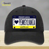 I Love Pennsylvania State Novelty License Plate Hat Unconstructed Cotton / Black