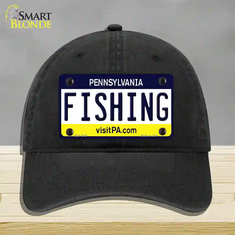 Fishing Pennsylvania State Novelty License Plate Hat Unconstructed Cotton / Black