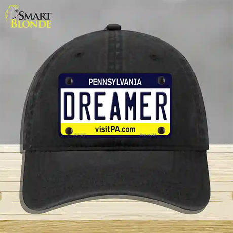 Dreamer Pennsylvania State Novelty License Plate Hat Unconstructed Cotton / Black
