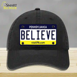 Believe Pennsylvania State Novelty License Plate Hat Unconstructed Cotton / Black