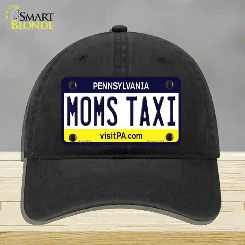 Moms Taxi Pennsylvania State Novelty License Plate Hat Unconstructed Cotton / Black