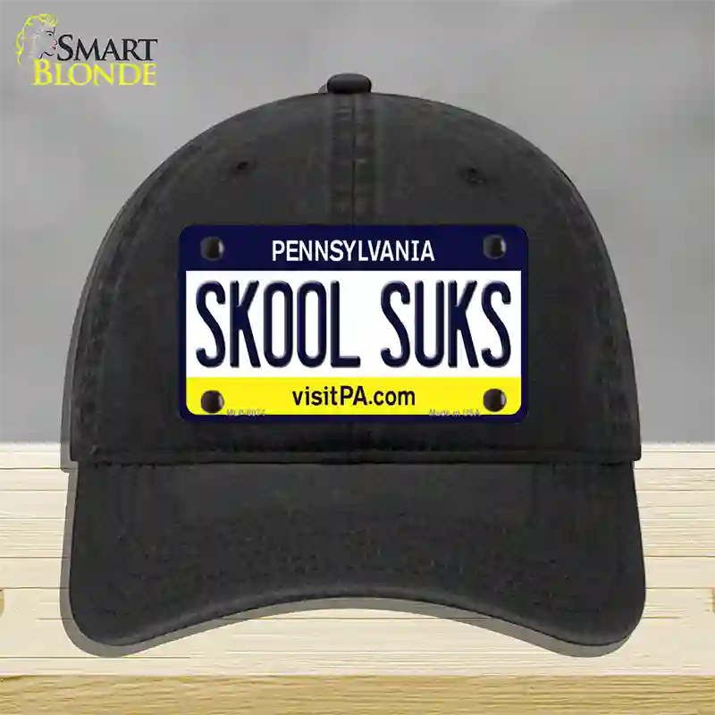 Skool Suks Pennsylvania State Novelty License Plate Hat Unconstructed Cotton / Black