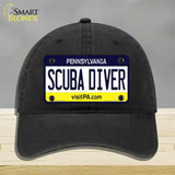 Scuba Diver Pennsylvania State Novelty License Plate Hat Unconstructed Cotton / Black
