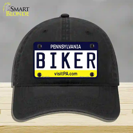 Biker Pennsylvania State Novelty License Plate Hat Unconstructed Cotton / Black