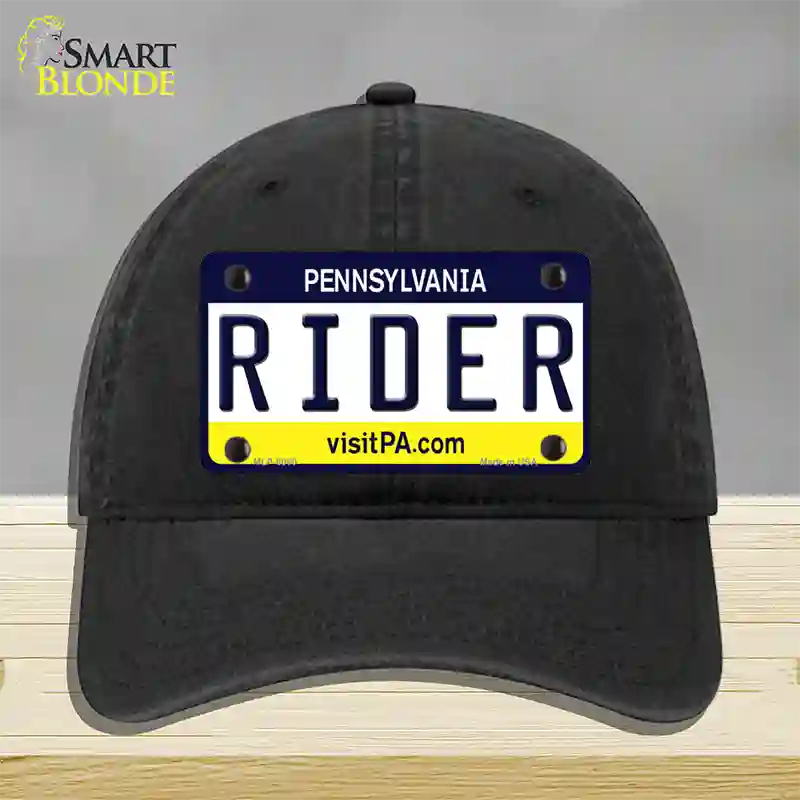 Rider Pennsylvania State Novelty License Plate Hat Unconstructed Cotton / Black