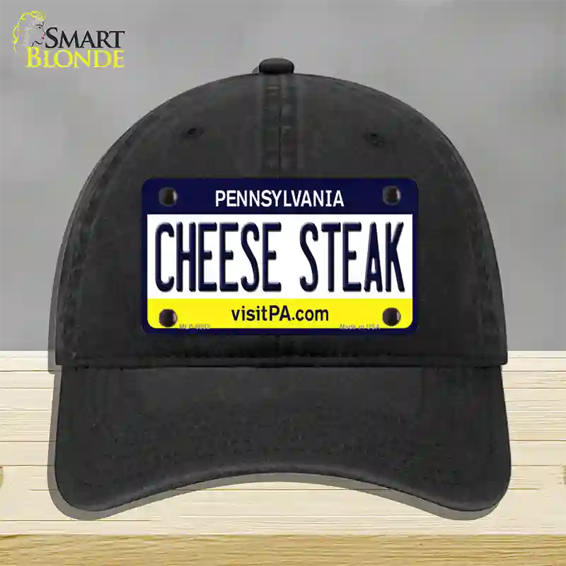 Cheese Steak Pennsylvania State Novelty License Plate Hat Unconstructed Cotton / Black