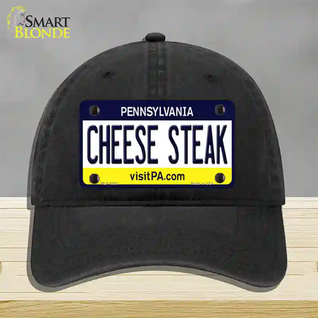 Cheese Steak Pennsylvania State Novelty License Plate Hat Unconstructed Cotton / Black