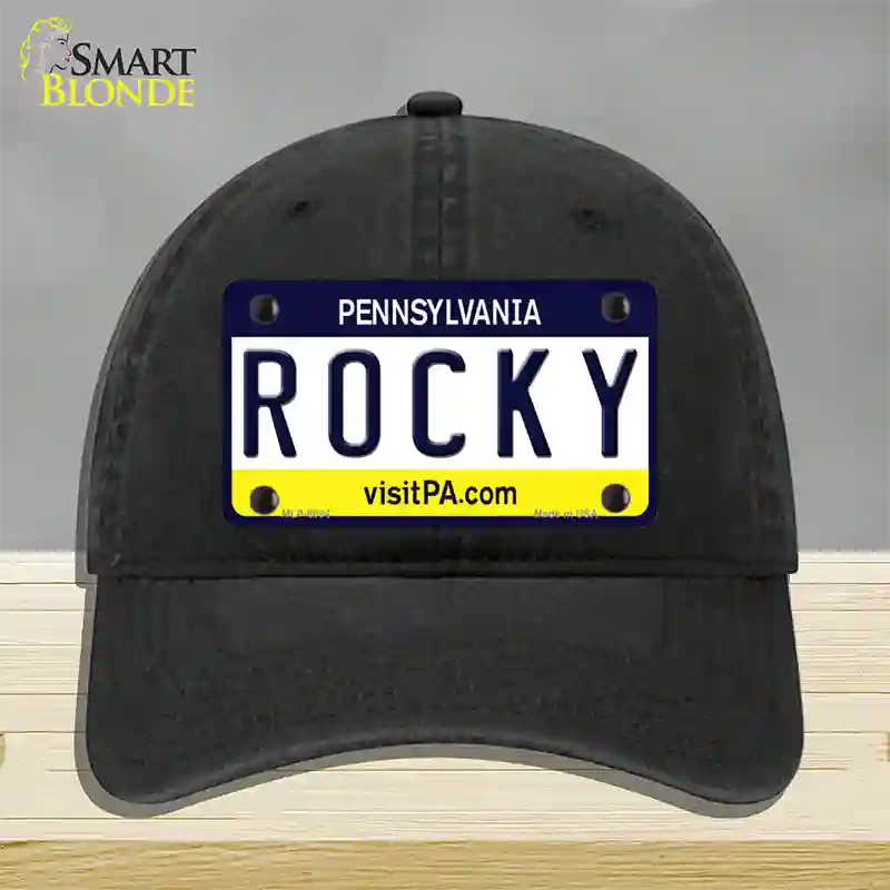 Rocky Pennsylvania State Novelty License Plate Hat Unconstructed Cotton / Black