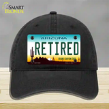 Arizona Retired Novelty License Plate Hat Unconstructed Cotton / Black