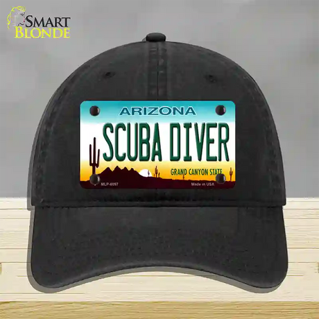Arizona Scuba Diver Novelty License Plate Hat Unconstructed Cotton / Black