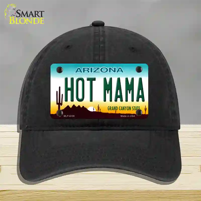 Arizona Hot Mama Novelty License Plate Hat Unconstructed Cotton / Black
