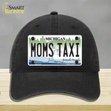 Moms Taxi Michigan Novelty License Plate Hat Unconstructed Cotton / Black