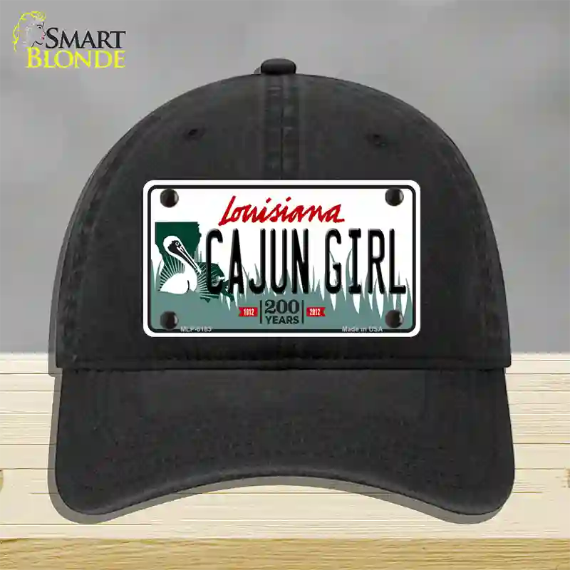 Cajun Girl Louisiana Novelty License Plate Hat Unconstructed Cotton / Black