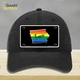 Iowa Rainbow Novelty License Plate Hat Unconstructed Cotton / Black