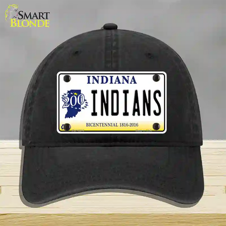 Indians Indiana Novelty License Plate Hat Unconstructed Cotton / Black