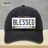 Blessed West Virginia Novelty License Plate Hat Unconstructed Cotton / Black