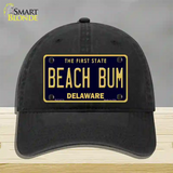 Beach Bum Delaware Novelty License Plate Hat Unconstructed Cotton / Black
