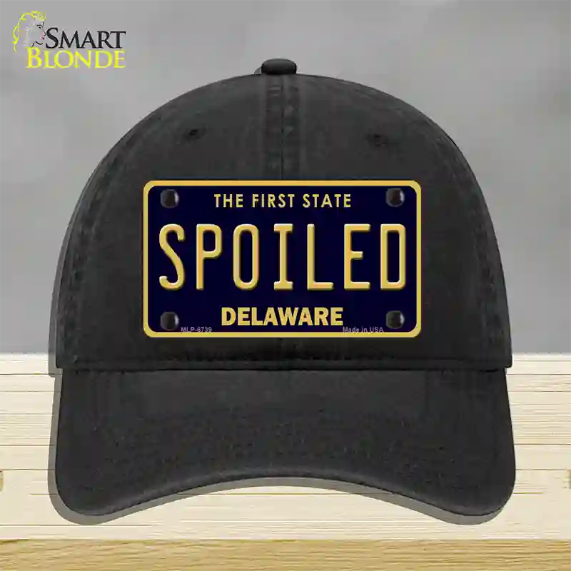 Spoiled Delaware Novelty License Plate Hat Unconstructed Cotton / Black