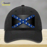 Confederate Stripes Blue Novelty License Plate Hat Unconstructed Cotton / Black