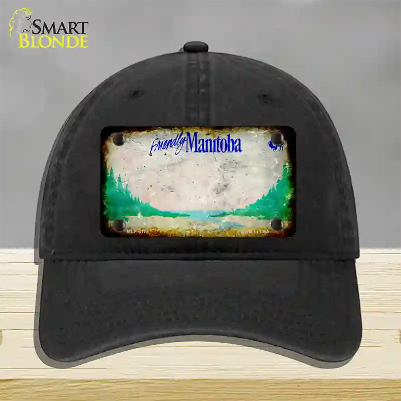 Manitoba Rusty Blank Novelty License Plate Hat Unconstructed Cotton / Black