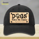 Dogs Make Me Happy Novelty License Plate Hat Unconstructed Cotton / Black