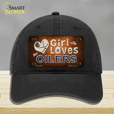 This Girl Loves Her Oilers Novelty License Plate Hat Unconstructed Cotton / Black