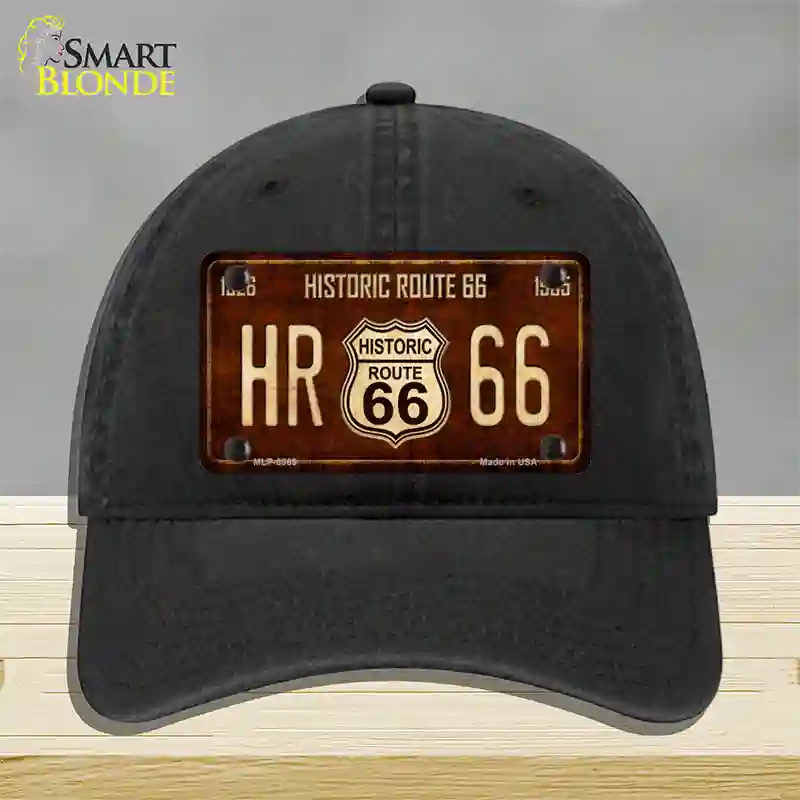 Historic Route 66 Vintage Novelty License Plate Hat Unconstructed Cotton Black