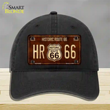 Historic Route 66 Vintage Novelty License Plate Hat Unconstructed Cotton Black