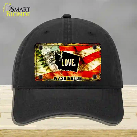 Washington Love Novelty License Plate Hat Unconstructed Cotton / Black
