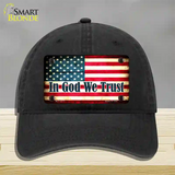 In God We Trust American Flag Novelty License Plate Hat Unconstructed Cotton / Black
