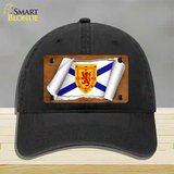 Nova Scotia Flag Scroll Novelty License Plate Hat Unconstructed Cotton / Black