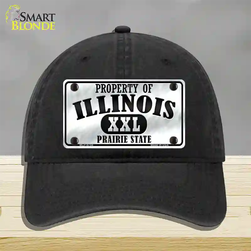 Property Of Illinois Novelty License Plate Hat Unconstructed Cotton / Black