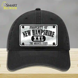 Property Of New Hampshire Novelty License Plate Hat Unconstructed Cotton / Black