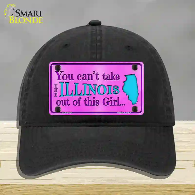 Illinois Girl Novelty License Plate Hat Unconstructed Cotton / Black